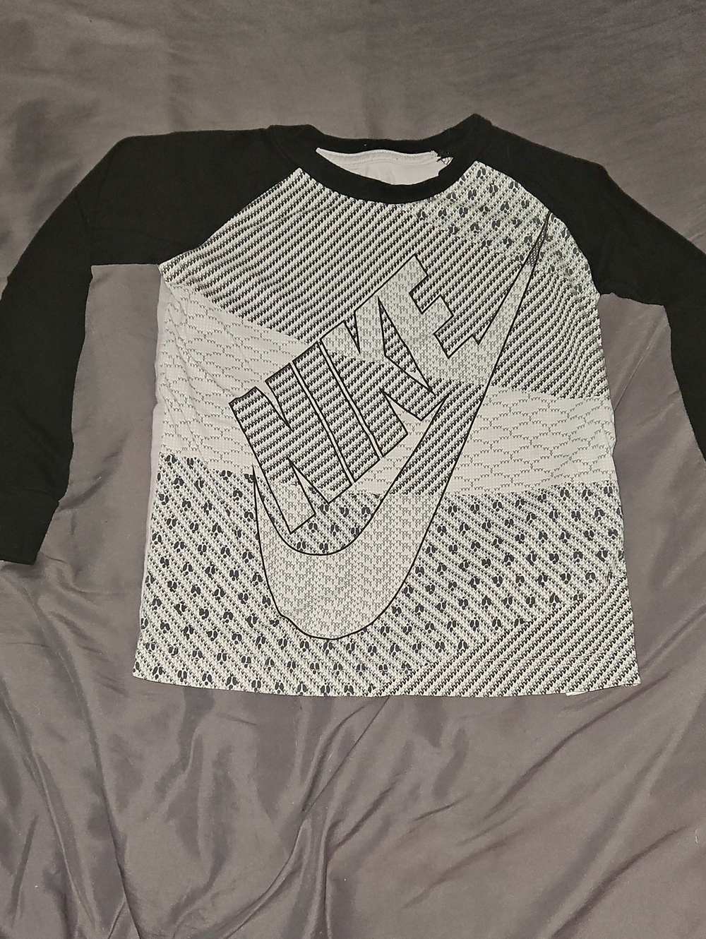 Nike Black & White Graphic Long-Sleeve Tee for Kids